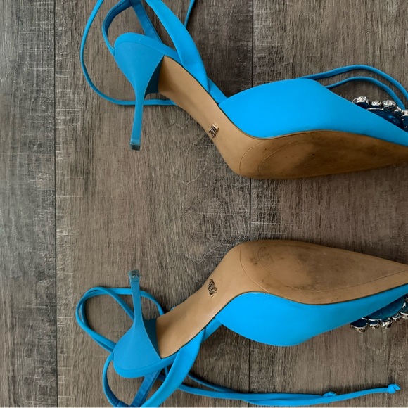 ZARA Blue Rhinestone Embellished Lace-Up Pointed Toe Heels 💎✨ - Picture 3 of 5